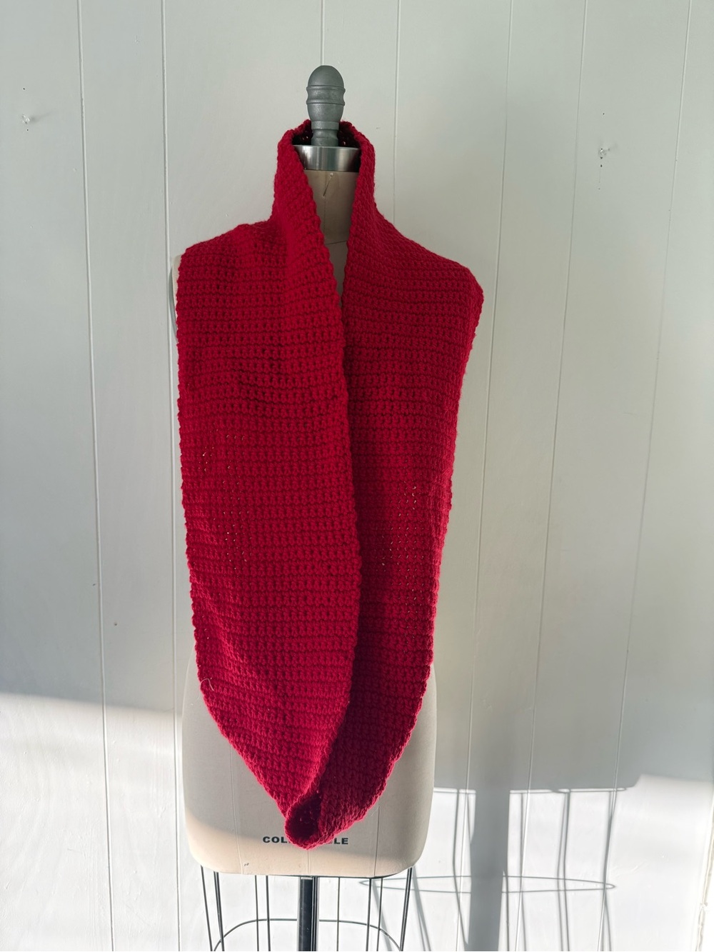 Red Crochet Infinity Scarf - Women's Cozy Loop